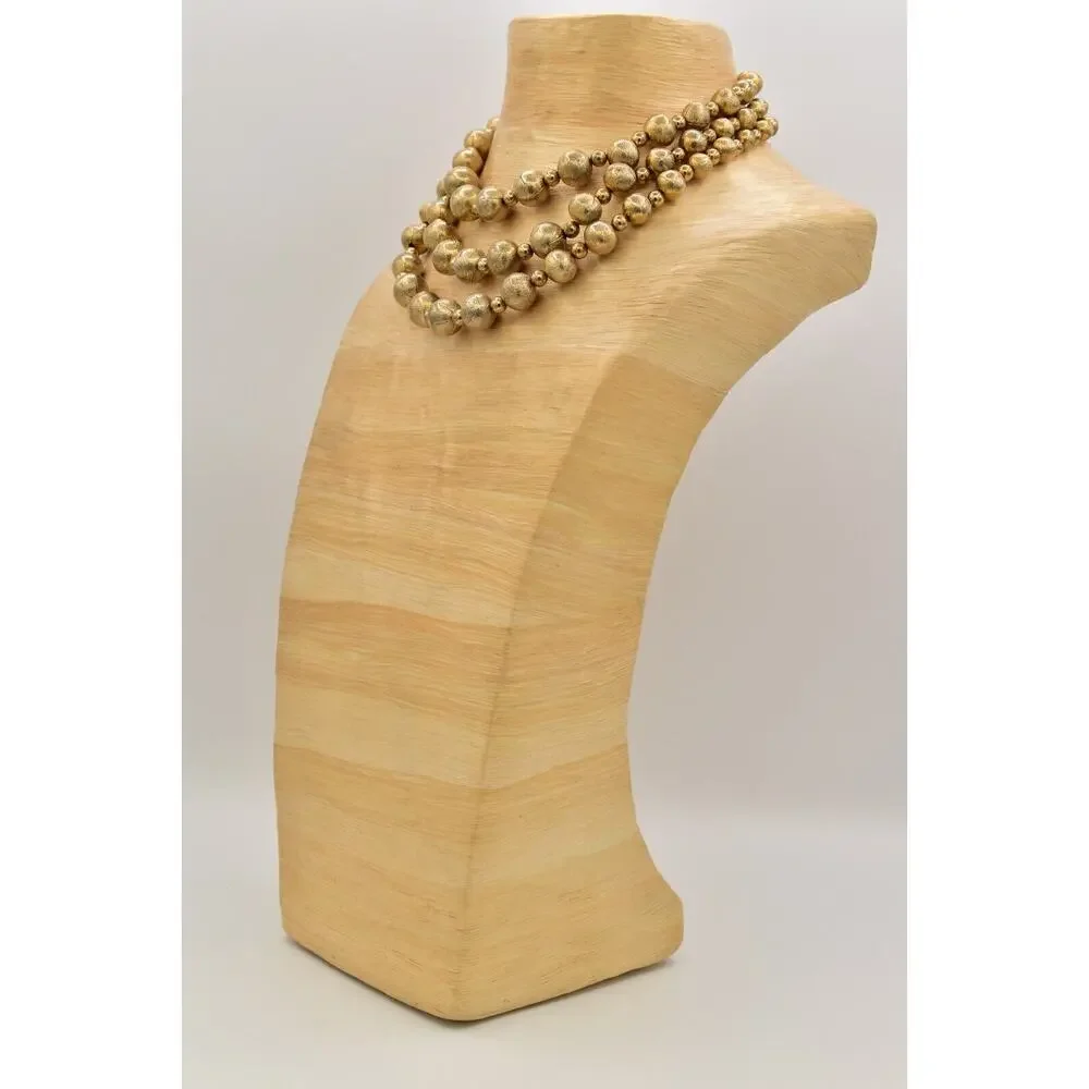 Coro Multi-Layered Beaded Collar Necklace Gold Tone Chunky Signed 1950s BinBM